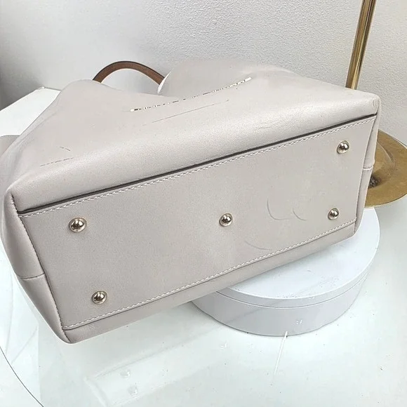 Dooney Bourke Small Barlow Flynn Tote Bag Leather Gray White Tan - Picture 4 of 15